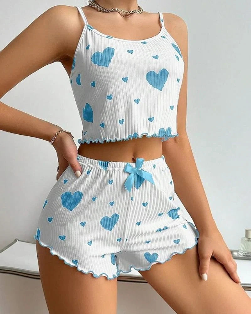 Sweetheart Ribbed Cami & Shorts PJ Set