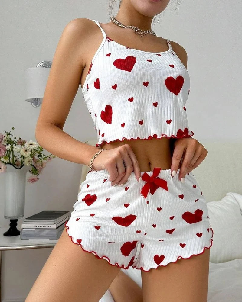 Sweetheart Ribbed Cami & Shorts PJ Set