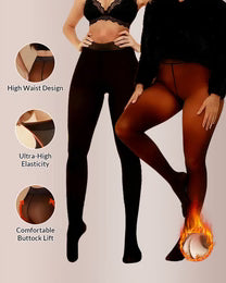 Curvvvy™ Semi-Sheer Single Seam Fleece Lined Tights