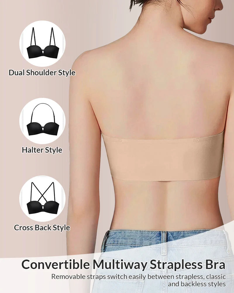 Front-Closure Strapless Push-Up Bra