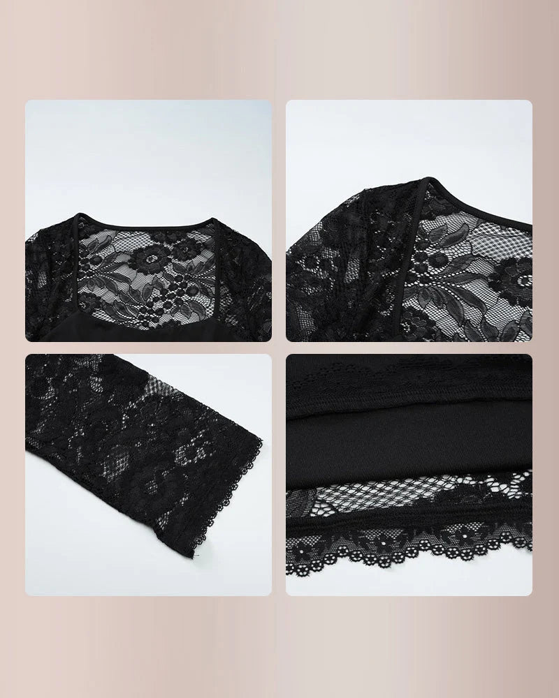 Sheer Lace Floral Long Sleeve Top