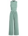Sleeveless Knit Wide-Leg Lounge Set