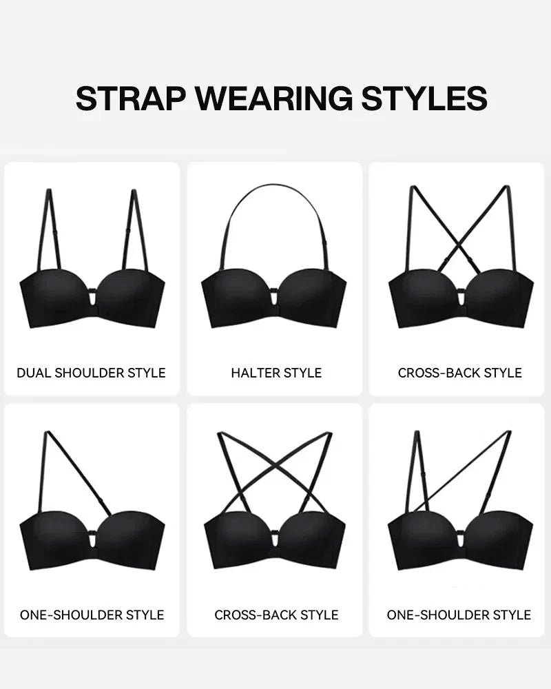 Front-Closure Strapless Push-Up Bra