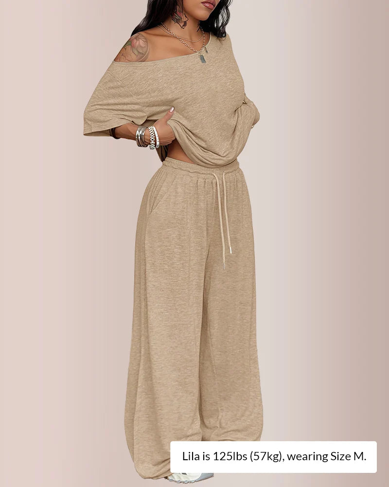 Curvvvy™ The Effortless Chill Off-Shoulder Lounge Set