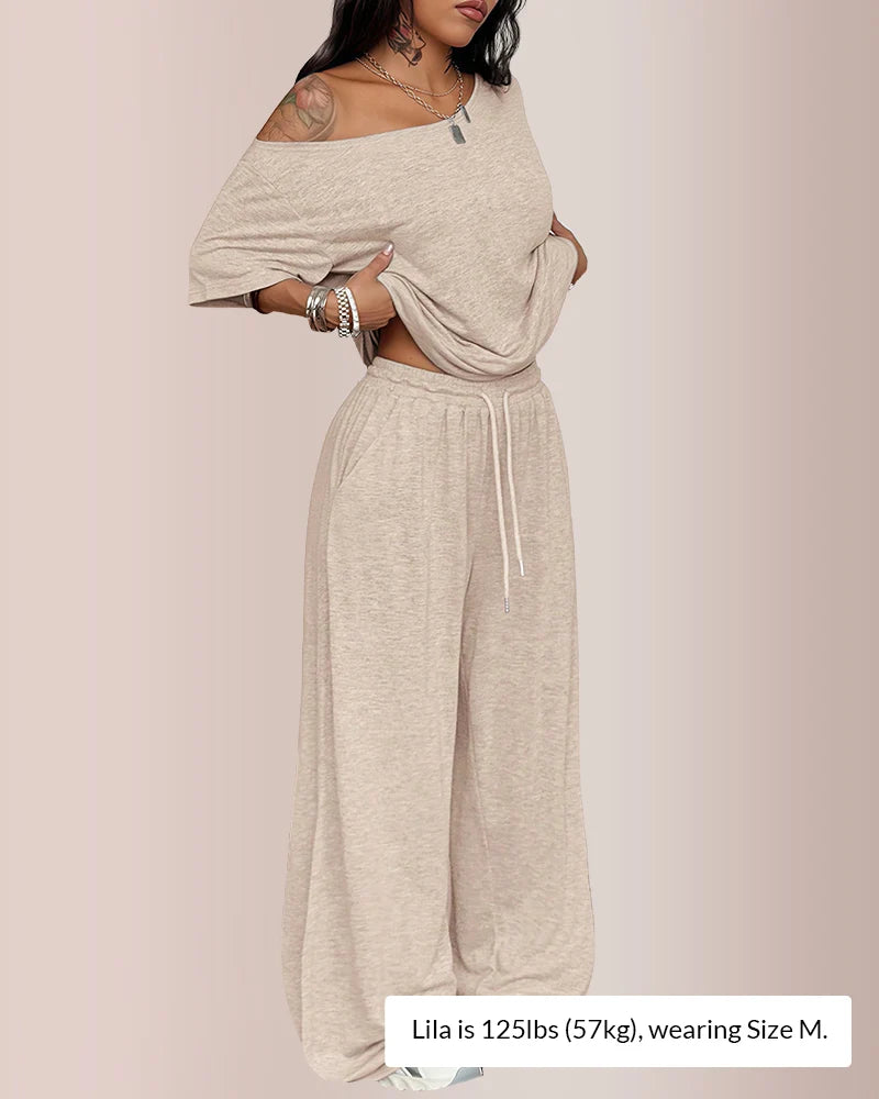 Curvvvy™ The Effortless Chill Off-Shoulder Lounge Set