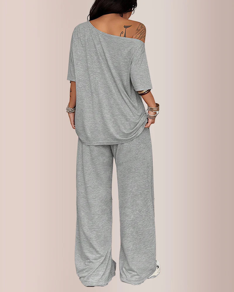 Curvvvy™ The Effortless Chill Off-Shoulder Lounge Set