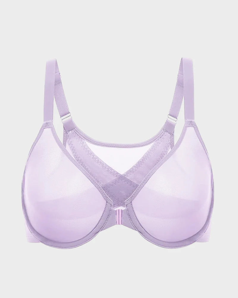 Front Closure Mesh Support Bra