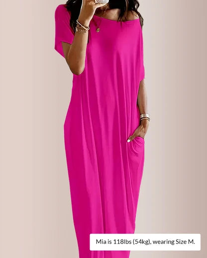 Curvvvy™ Solid Batwing Sleeve Lounge Dress