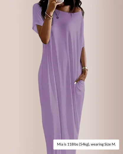 Curvvvy™ Solid Batwing Sleeve Lounge Dress