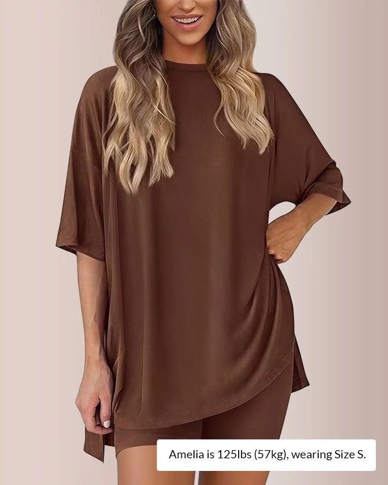 Casual Oversized 2-Piece Split Hem Lounge Set