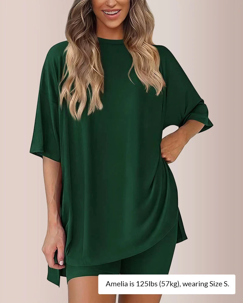Casual Oversized 2-Piece Split Hem Lounge Set