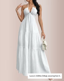 Curvvvy™ Halter Neck Tiered Maxi Dress