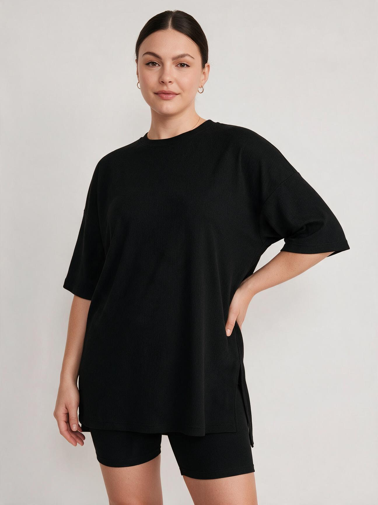 Casual Oversized 2-Piece Split Hem Lounge Set